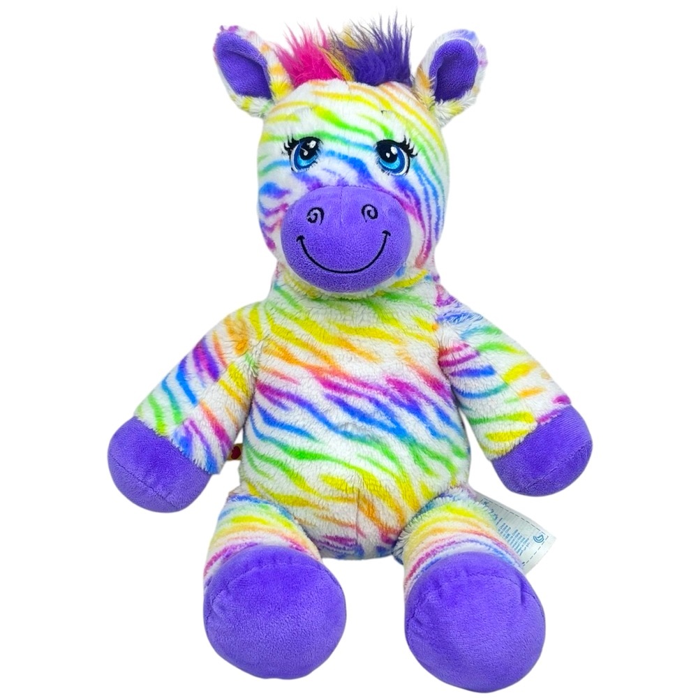 Retired BAB Build A Bear 2014 18” Rainbow Striped Zebra Stuffed Plush Toy